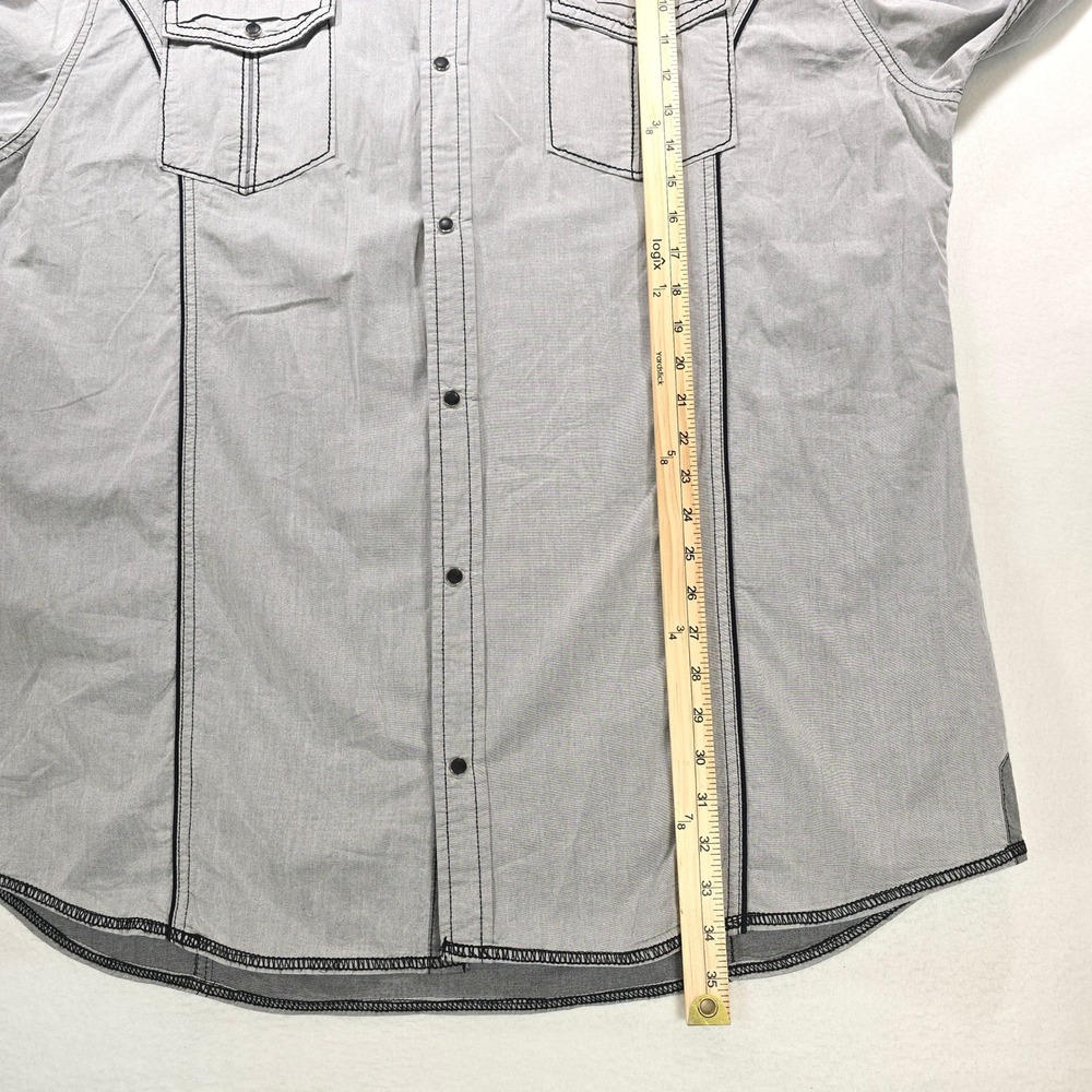 BKE Athletic Fit Mens XXXL Gray Black Contrast Stitch Western Button Down Shirt - Picture 5 of 9